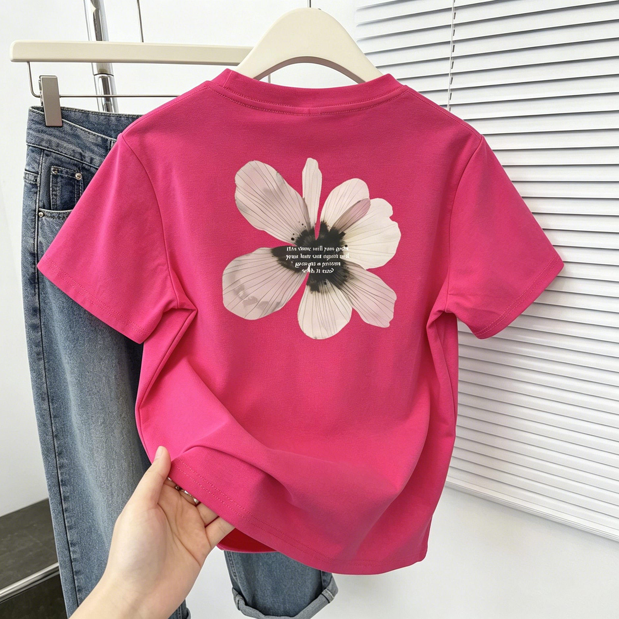 花朵印花減齡顯瘦短袖T恤ins