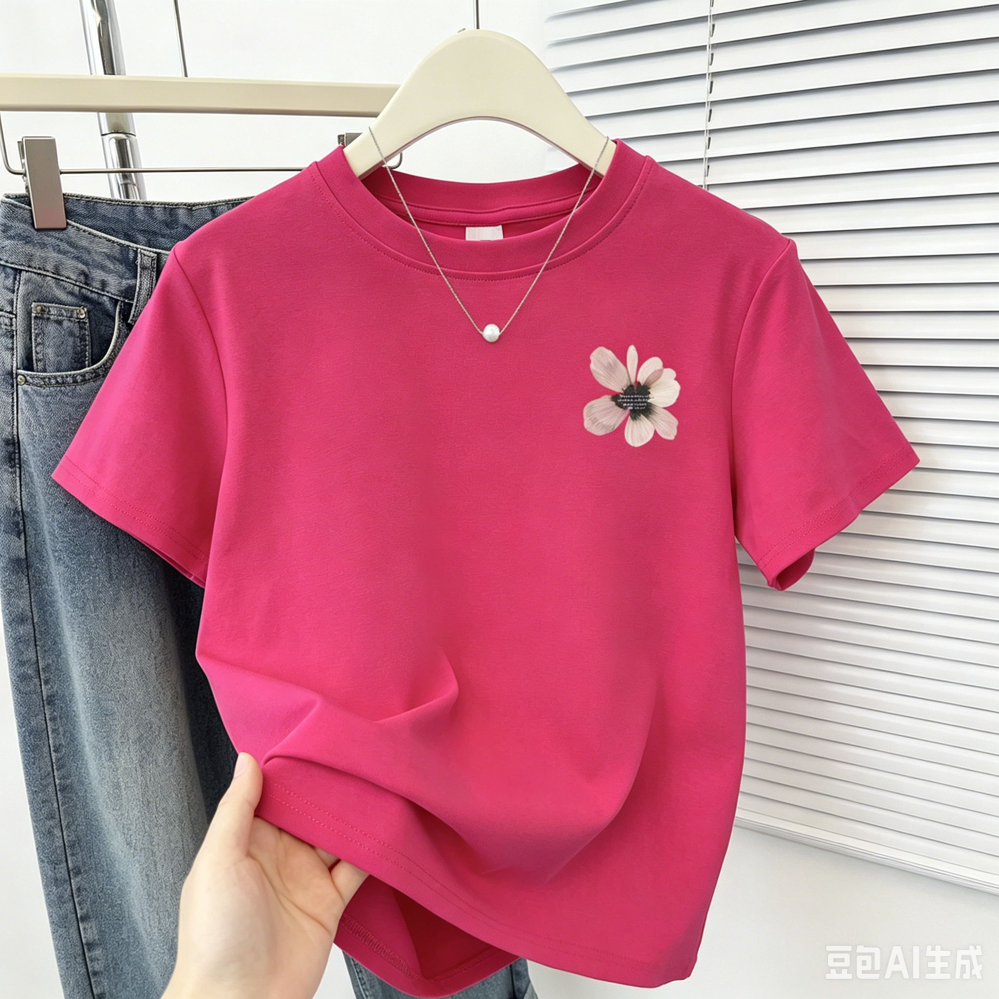 花朵印花減齡顯瘦短袖T恤ins