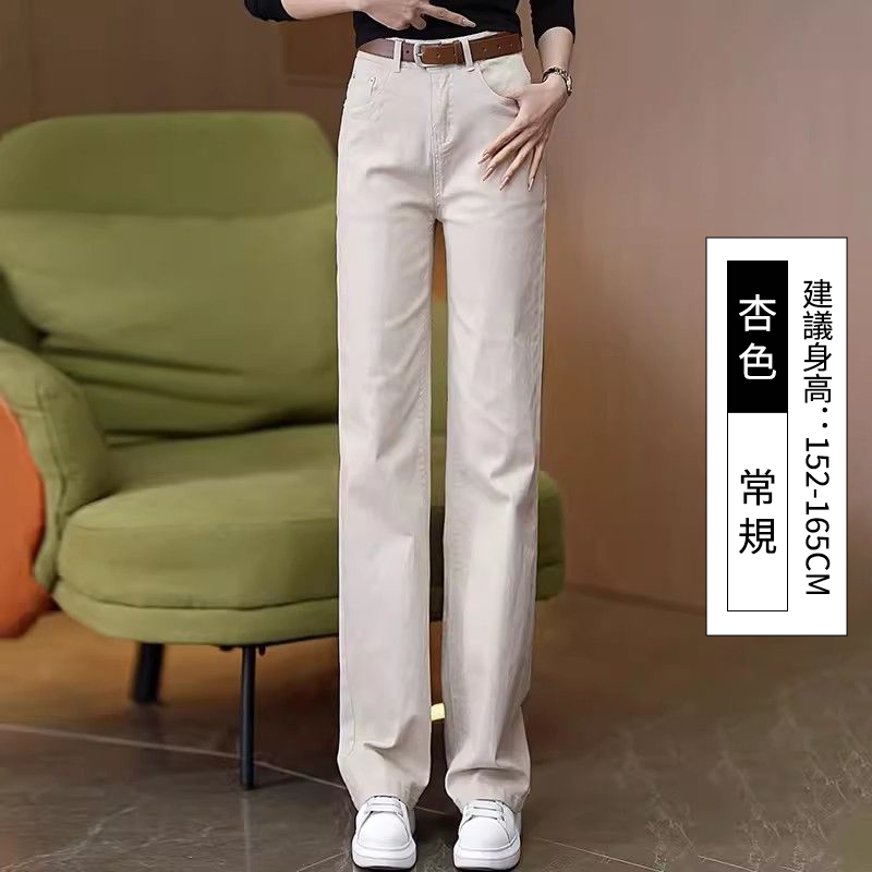 百搭休閒顯瘦高腰寬鬆彈力直筒牛仔褲-Cicimode