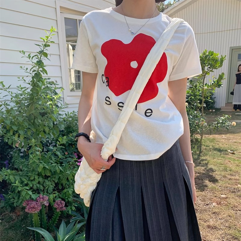 【單件/套裝】韓系穿搭甜美減齡印花短袖T恤+高腰學院風百搭半身裙兩件套