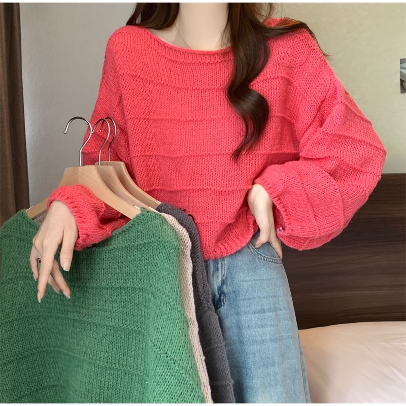 韓版慵懶風甜美潮流套頭寬鬆毛衣針織衫-Cicimode