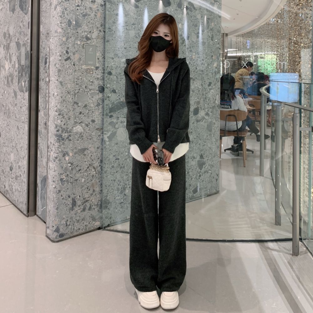 【單件/套裝】休閒假兩件衛衣+寬鬆闊腿褲兩件套裝-Cicimode