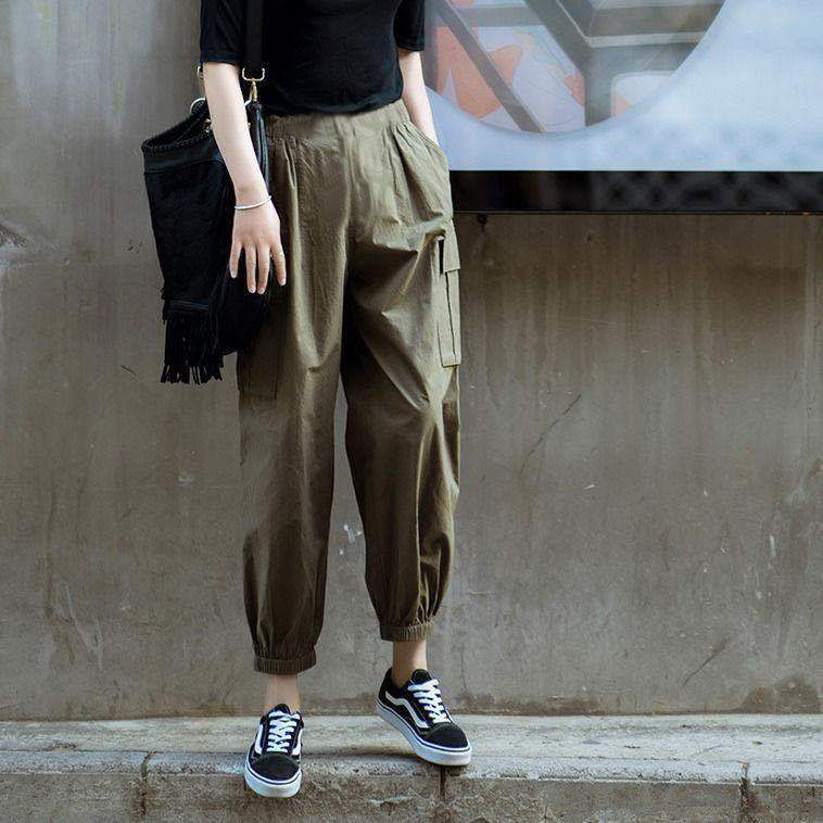 束腳工裝褲子女春夏新款韓版寬鬆顯瘦休閒運動ins潮流百搭哈倫褲