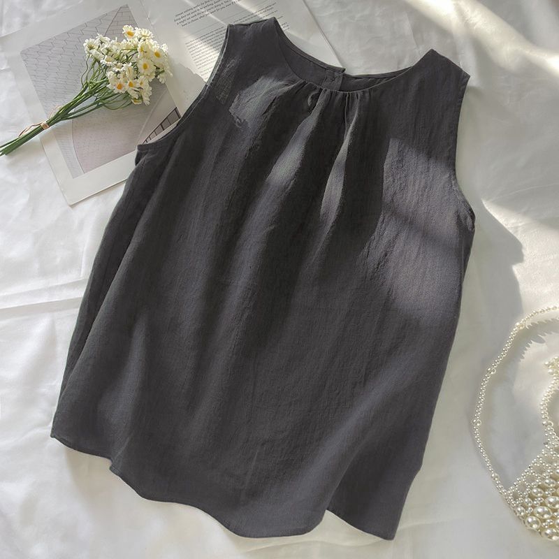 百搭休閒顯瘦文藝復古棉麻吊帶背心