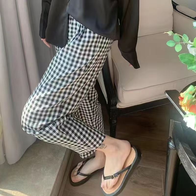 甜美印花波西米亞吸濕排汗寬鬆休閒闊腿九分褲