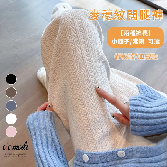 5色休閒高腰顯瘦直筒闊腿垂感褲裝