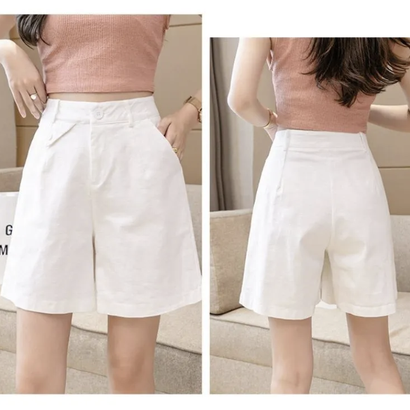 4色韓版時髦率性簡約高腰素面短褲-Cicimode