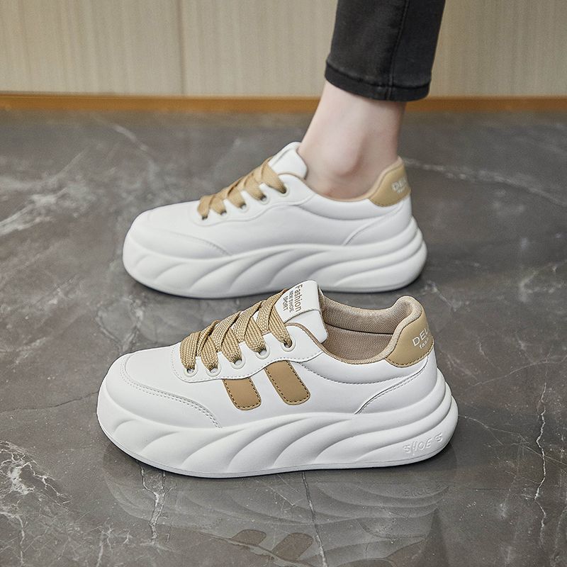 百搭休閒鬆糕厚底麵包小白鞋靴