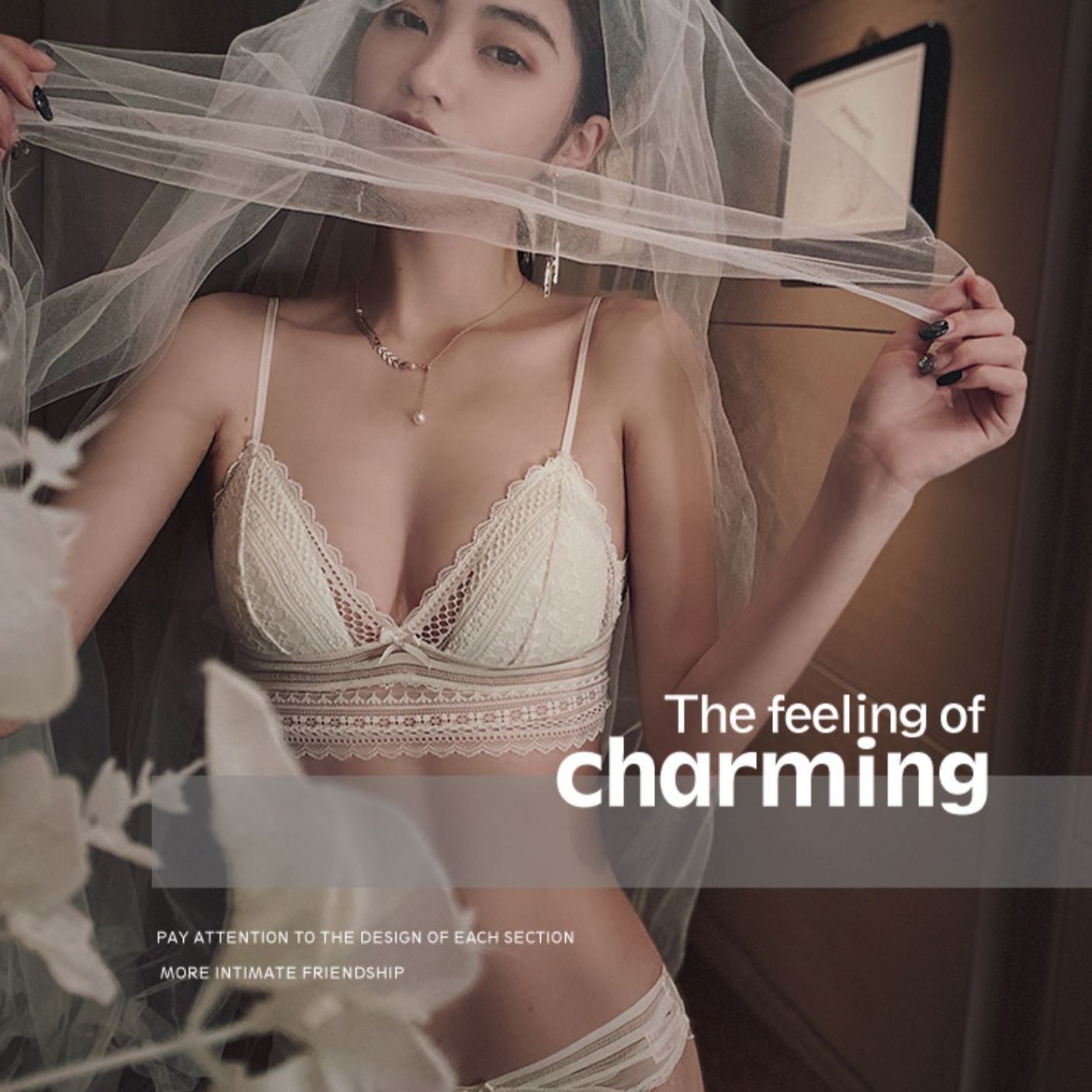 【單件/套裝】性感蕾絲聚攏無鋼圈內衣+內褲套裝