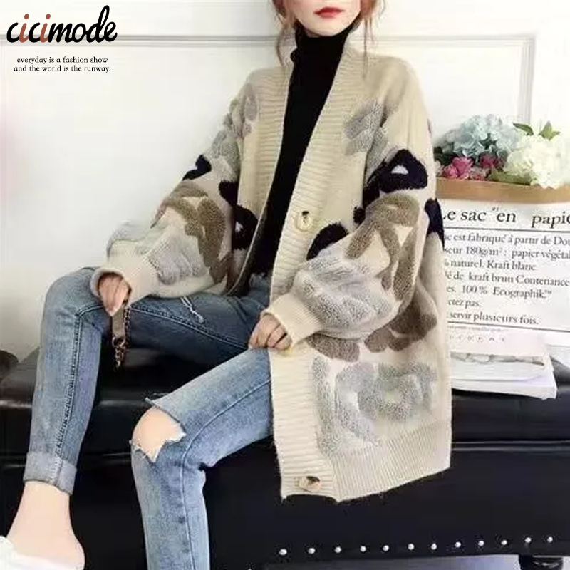 韓版寬鬆中長款百搭慵懶開衫外套-Cicimode