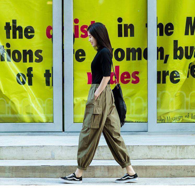 束腳工裝褲子女春夏新款韓版寬鬆顯瘦休閒運動ins潮流百搭哈倫褲