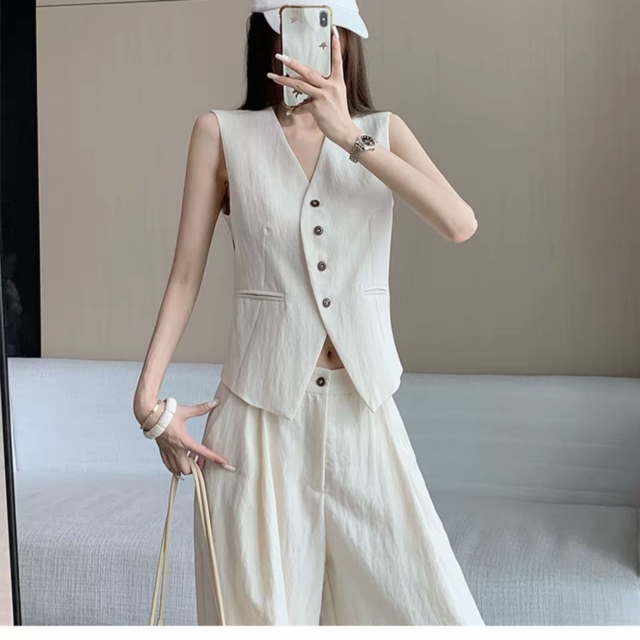 【單件/套裝】法式氣質高級感時尚馬甲+休閑闊腿褲兩件套寬松