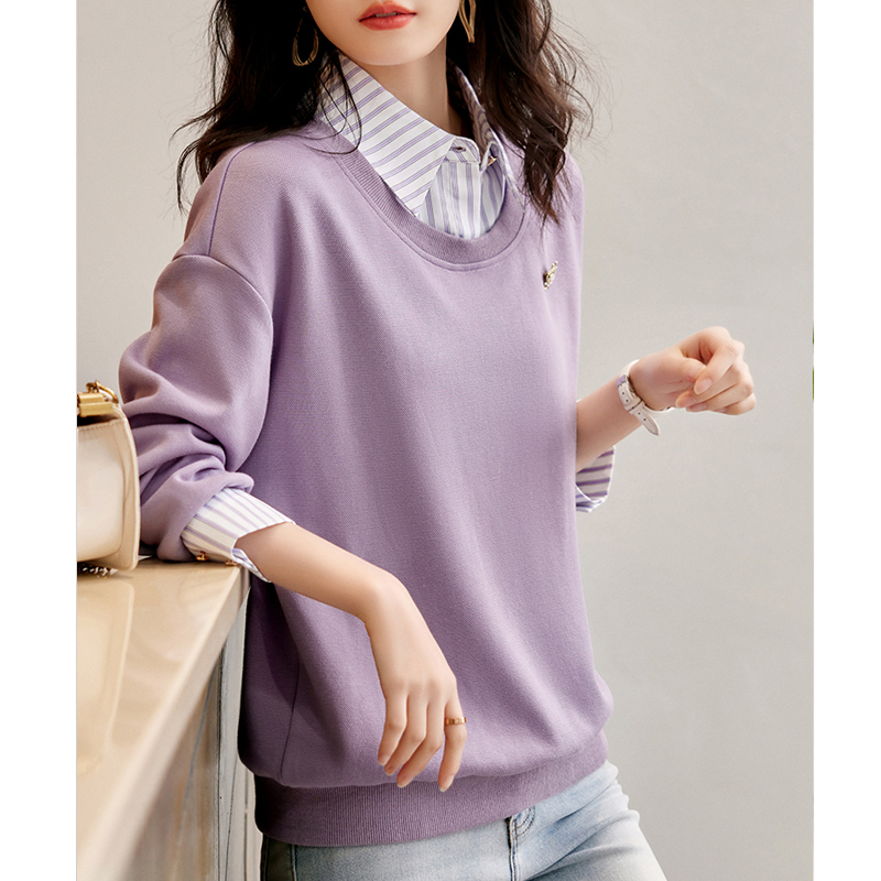 韓版時尚休閒顯瘦減齡假兩件衛衣