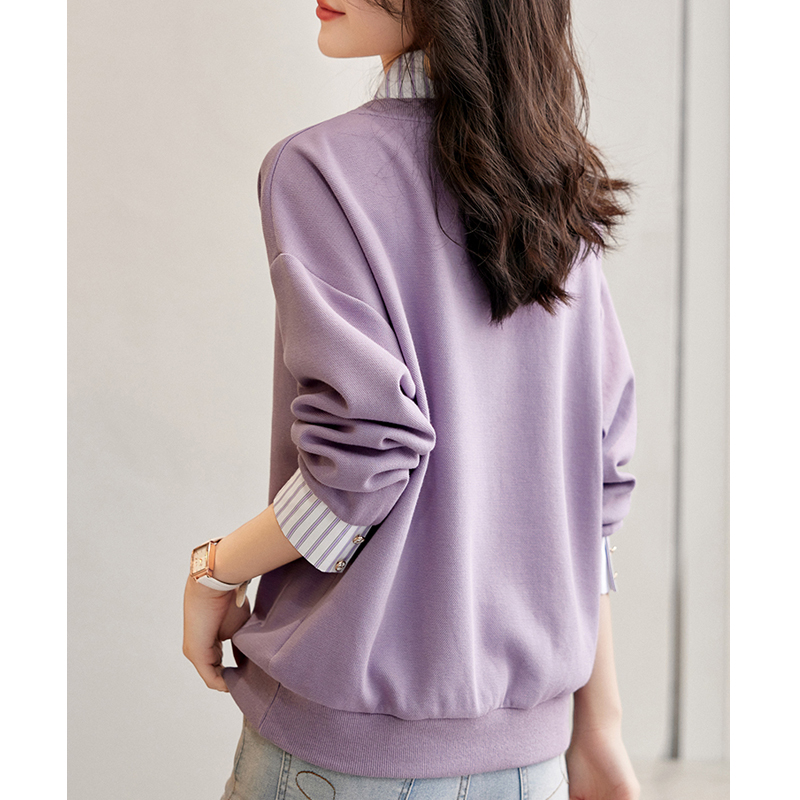 韓版時尚休閒顯瘦減齡假兩件衛衣