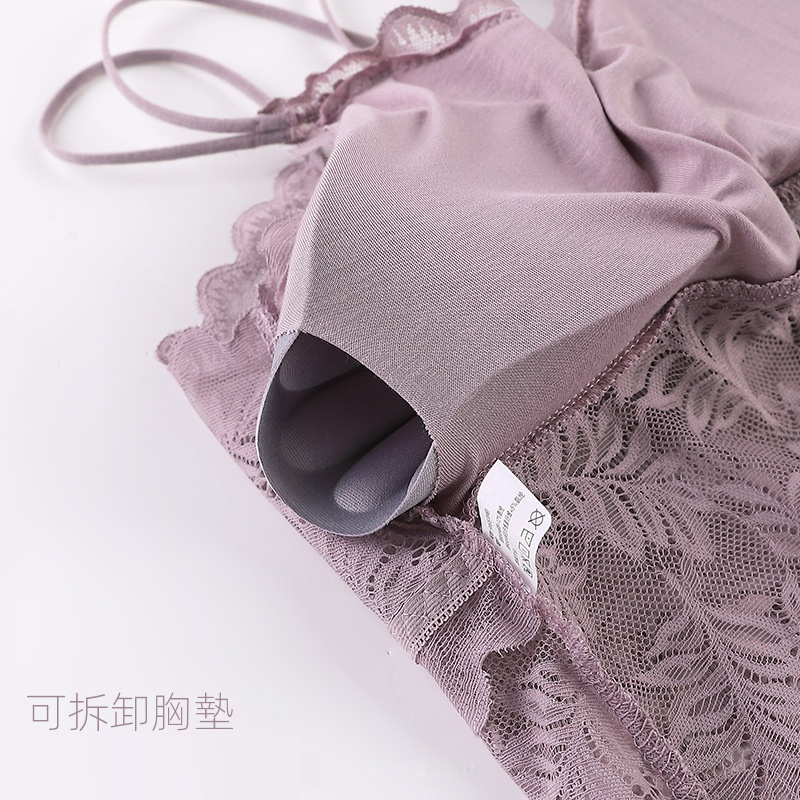 6色韓版蝴蝶蕾絲美背裹胸交叉吊帶帶胸墊內衣