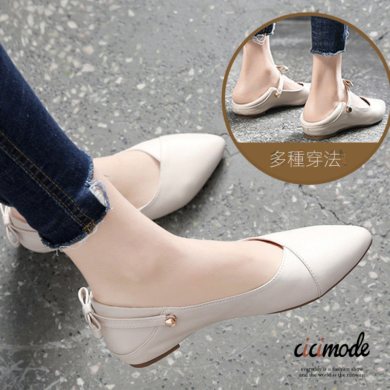 氣質休閒百搭淺口尖頭軟底軟皮平底單鞋