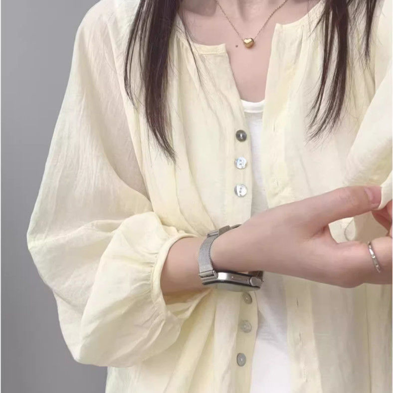 輕薄涼感透氣清新寬鬆休閒防曬空調房開衫-Cicimode