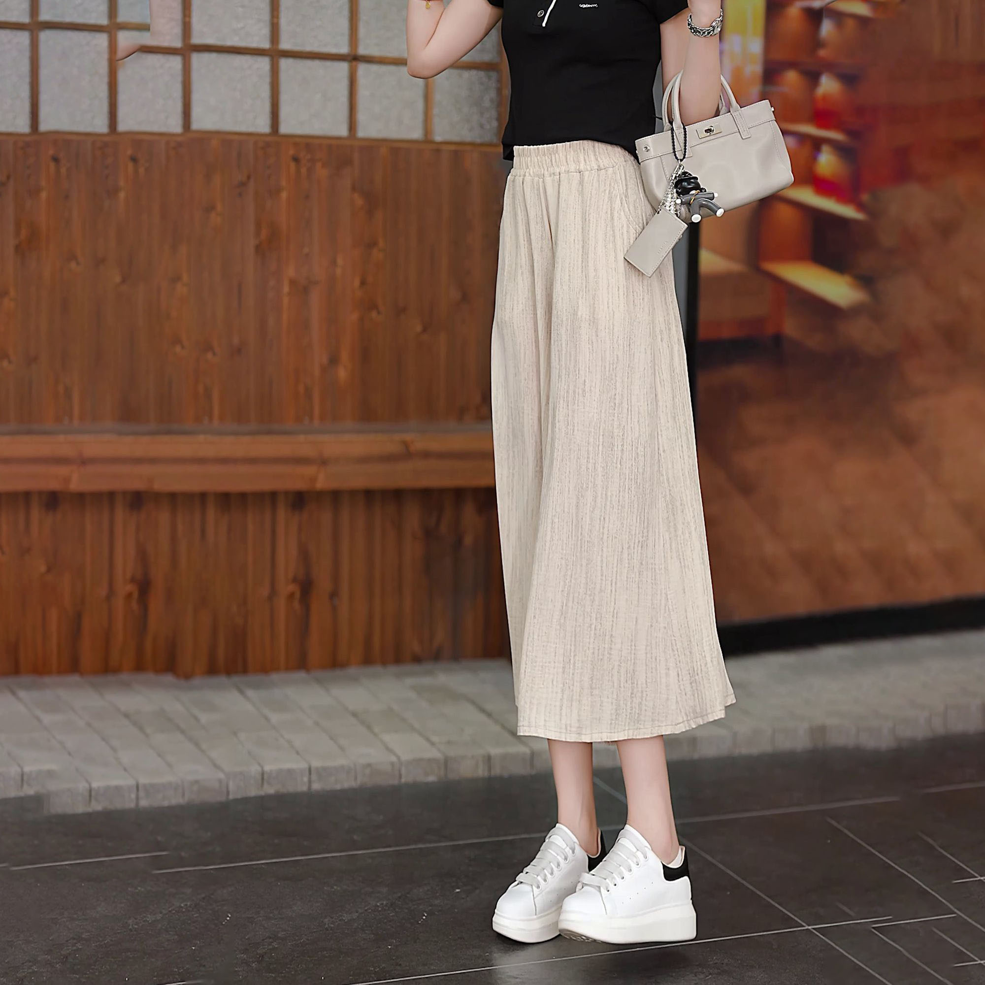 休闲裙裤裤薄款黑色高腰冰丝新款宽松显瘦垂感裤裙