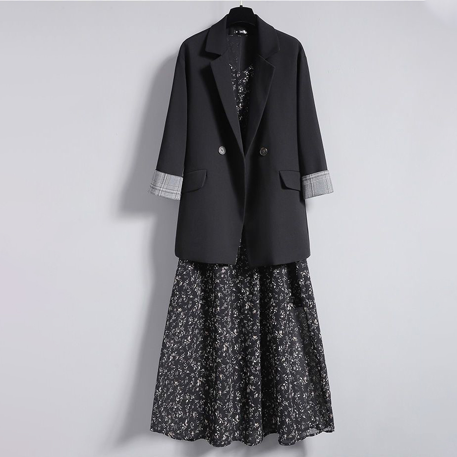 【單件/套裝】氣質西裝外套+碎花連身裙兩件套裝-Cicimode