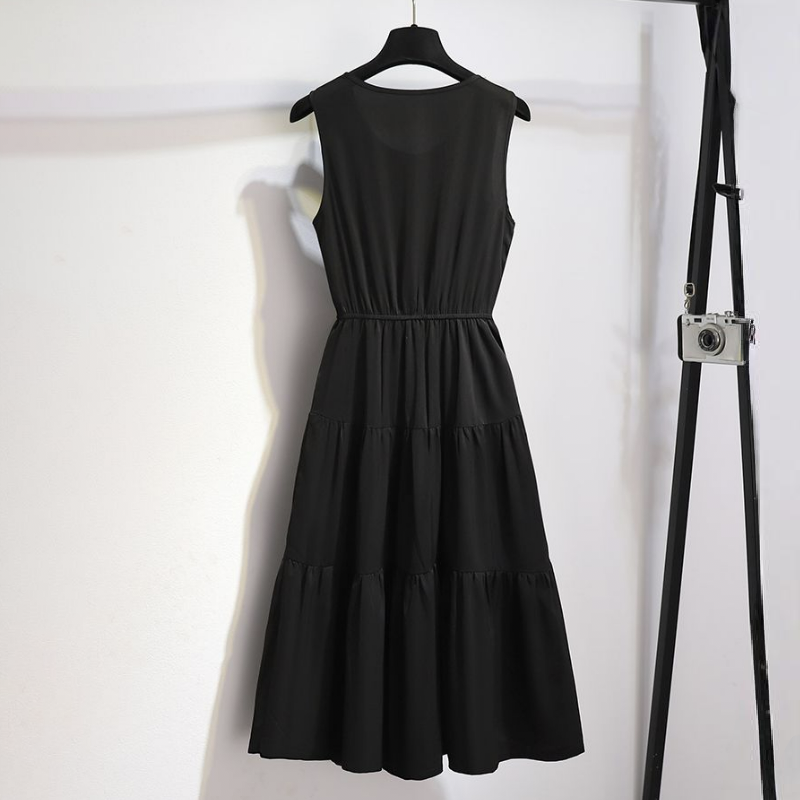 【單件/套裝】小香風牛仔外套+黑色背心連身裙兩件套裝-Cicimode