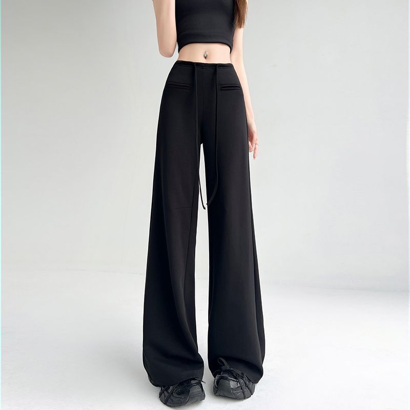 美式微喇高腰顯瘦垂感休閑衛褲慵懶闊腿褲-Cicimode