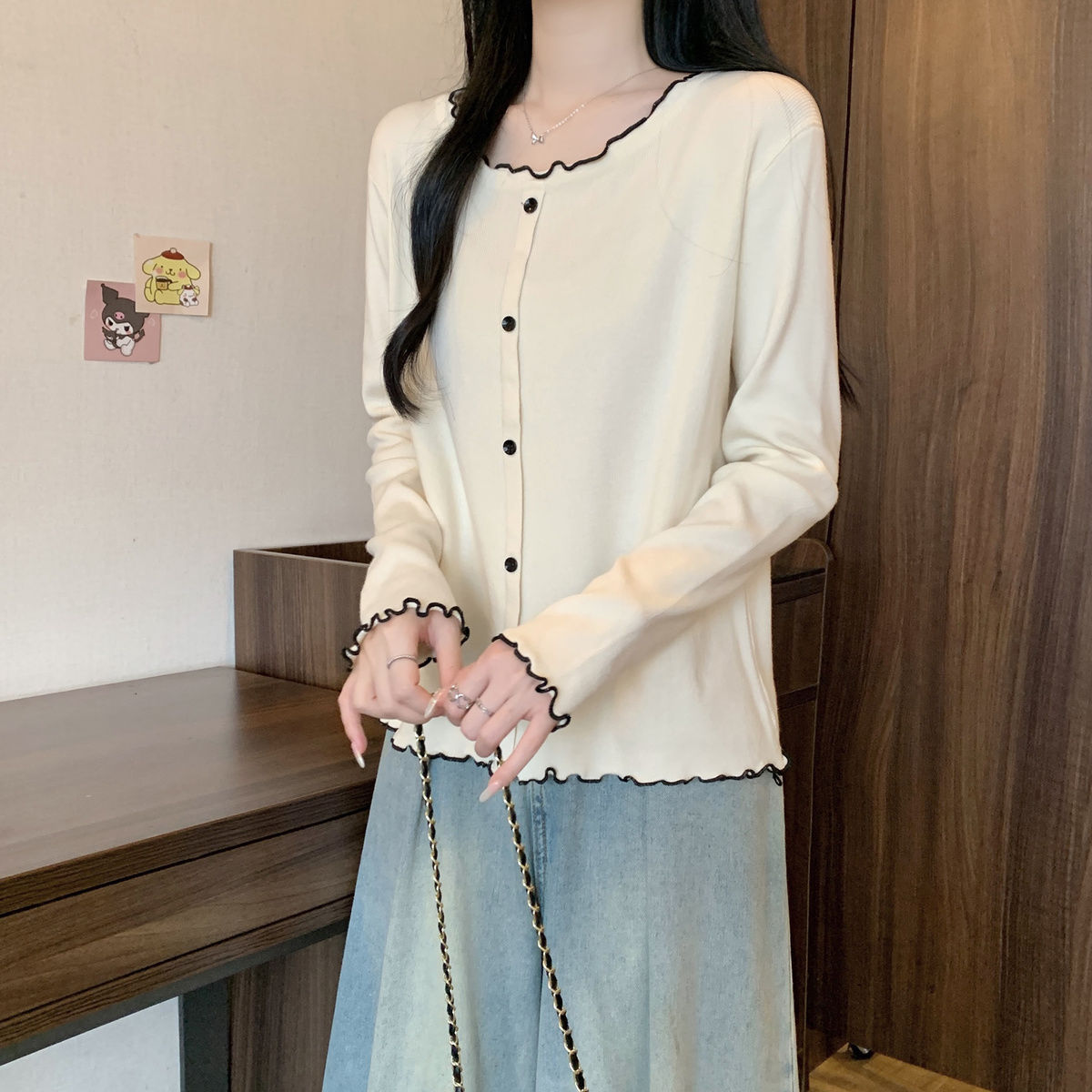 甜美減齡寬鬆保暖德絨內搭長袖T恤-Cicimode