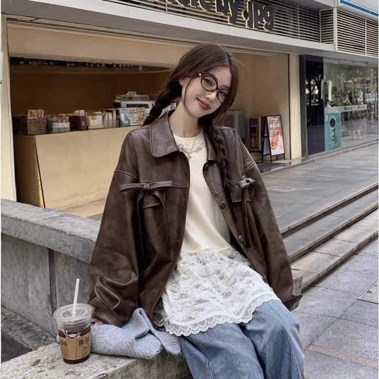 甜美內搭設計感拼接下擺蕾絲長袖打底衫-Cicimode