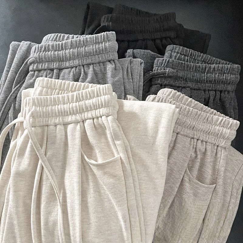 秋冬季直筒運動休閒寬鬆闊腿不起球糯米褲-Cicimode