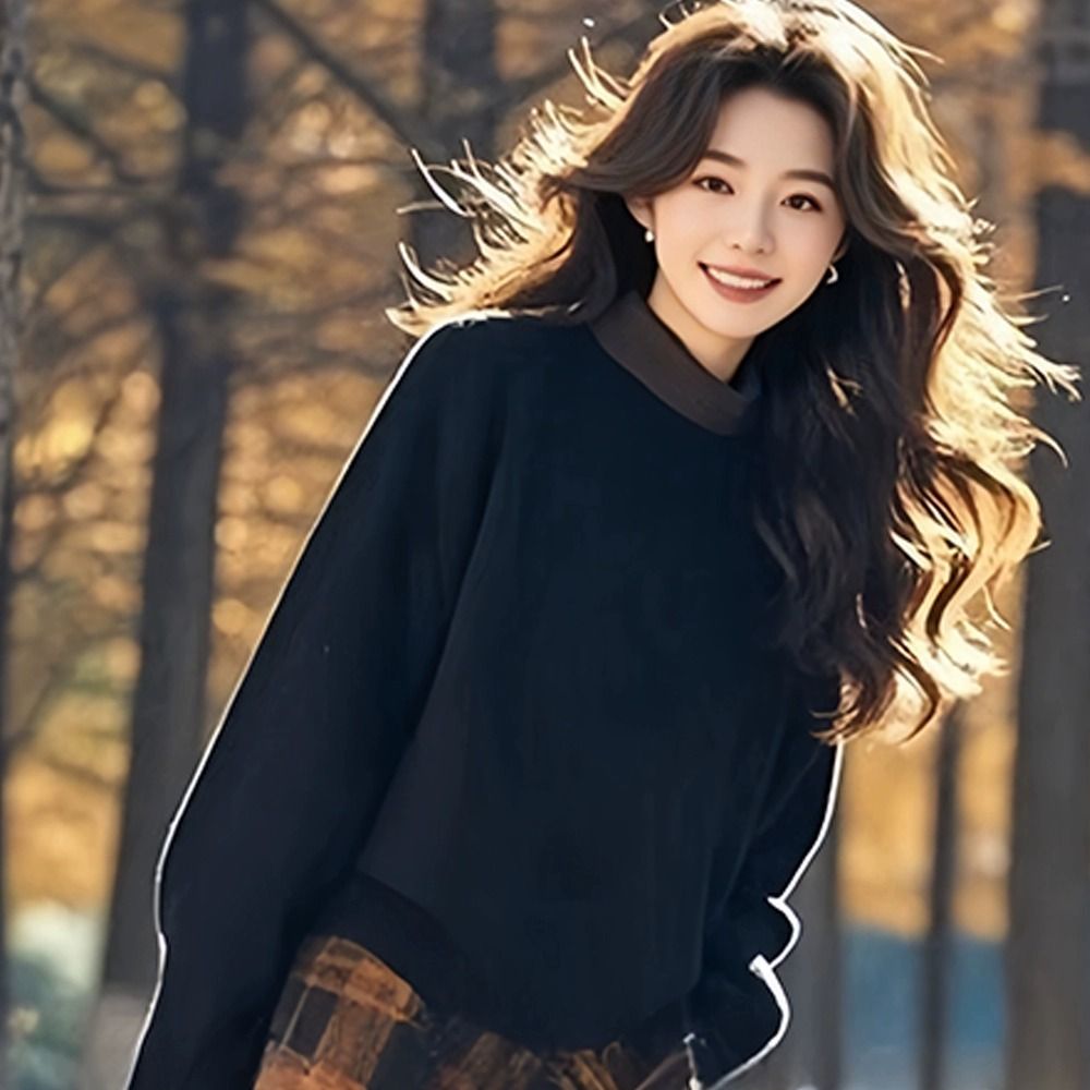 【單件/套裝】小香風撞色減齡毛衣+格子半身裙兩件套裝-Cicimode