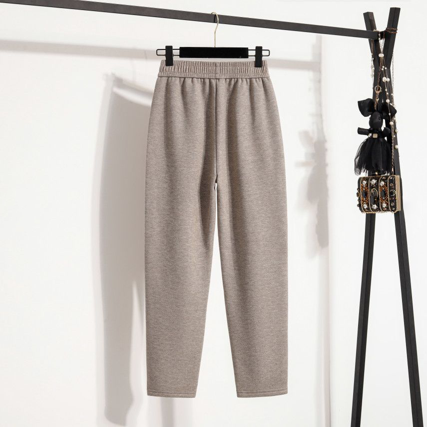 毛呢寬鬆軟糯遮肉顯瘦刷毛加厚休閒褲-Cicimode