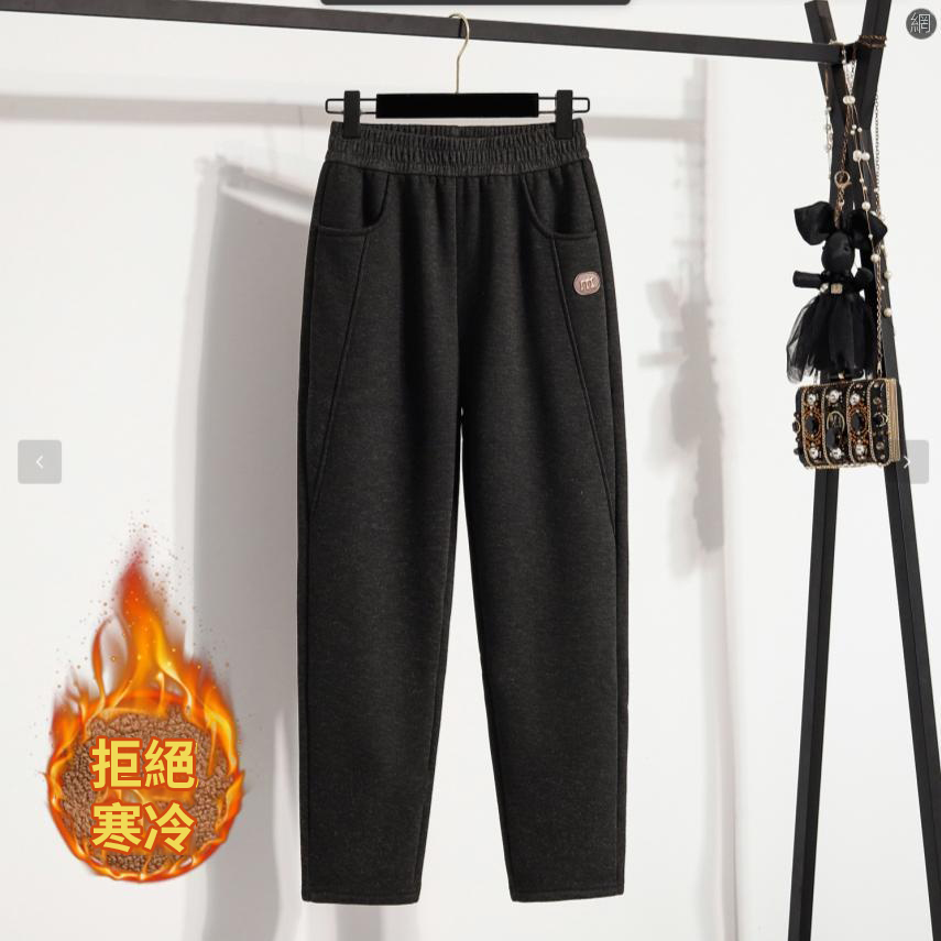 毛呢寬鬆軟糯遮肉顯瘦刷毛加厚休閒褲-Cicimode