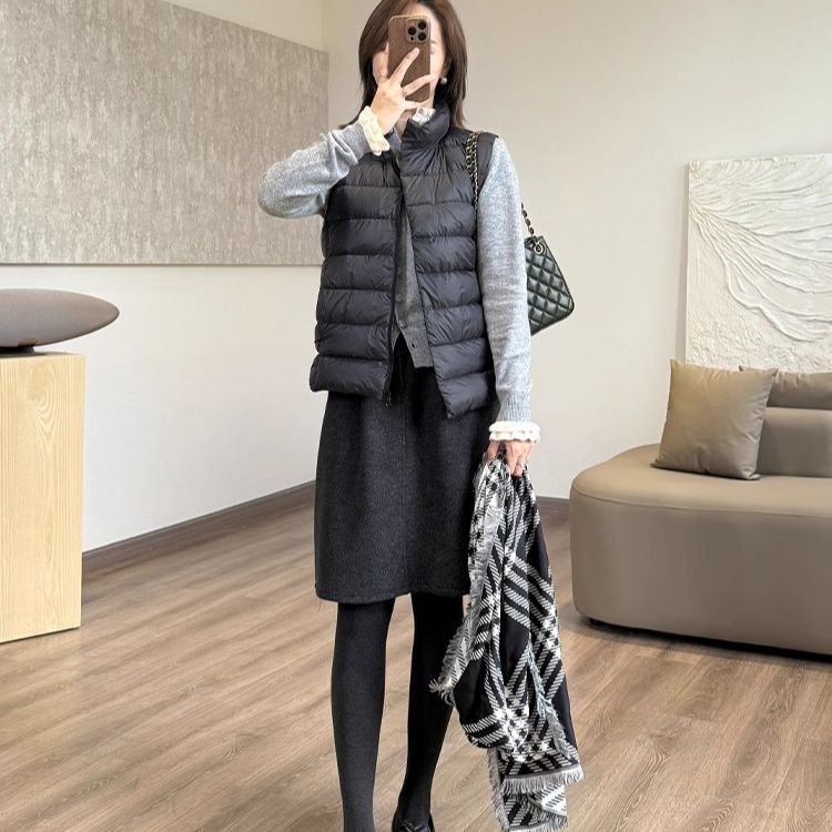 簡約高腰通勤顯瘦藏肉花苞中裙毛呢半身裙-Cicimode