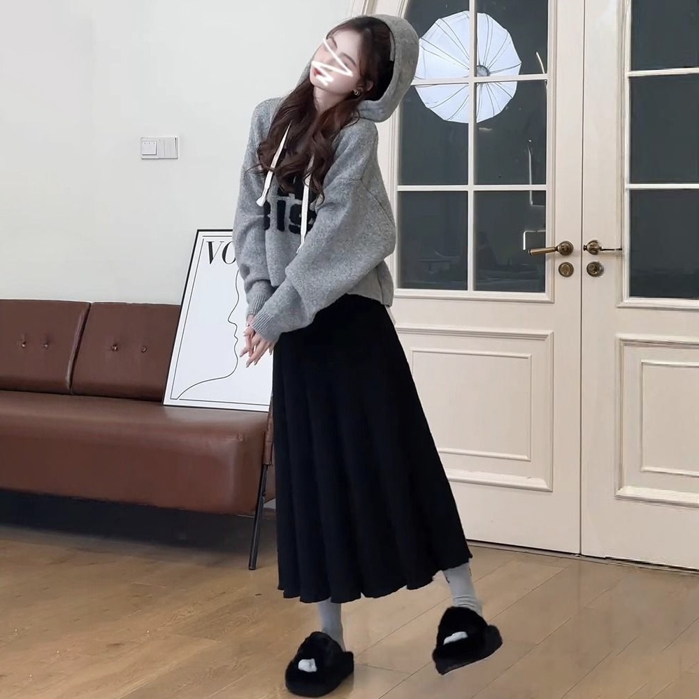 【單件/套裝】過新年戰袍韓系減齡印花連帽T 休閒半身裙兩件套裝-Cicimode