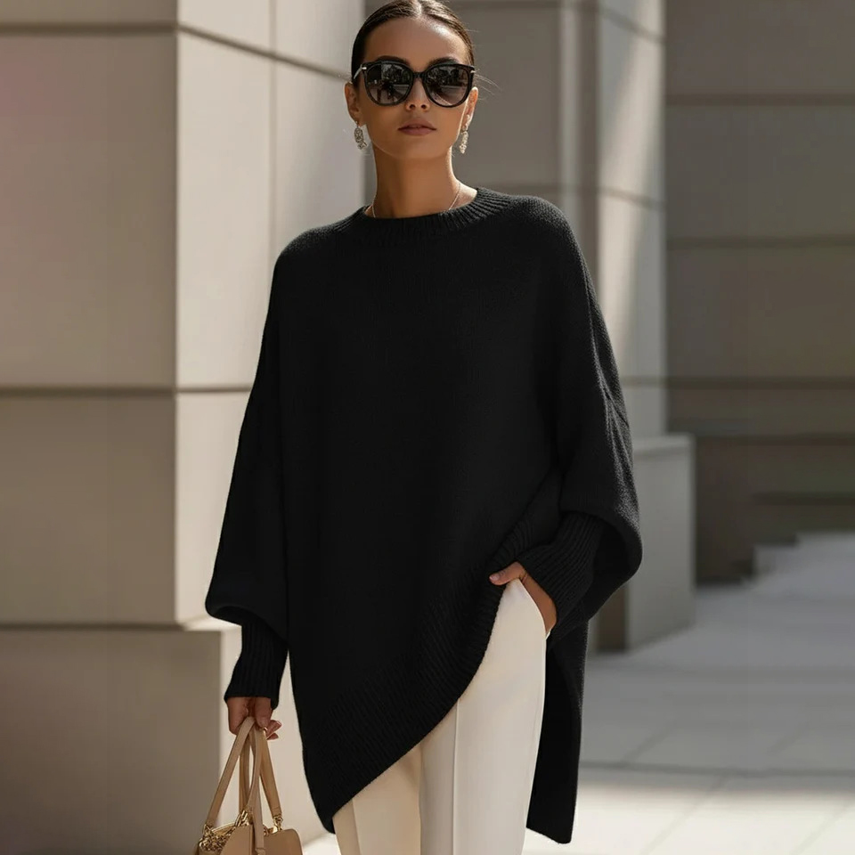 （多色可選）寬鬆慵懶風素色圓領套頭針織毛衣-Cicimode