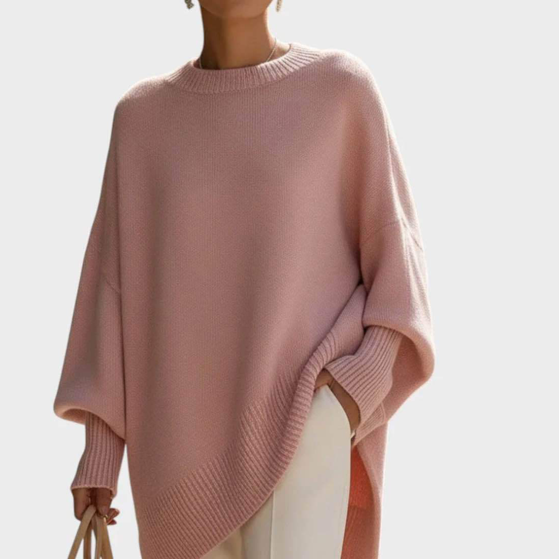 （多色可選）寬鬆慵懶風素色圓領套頭針織毛衣-Cicimode