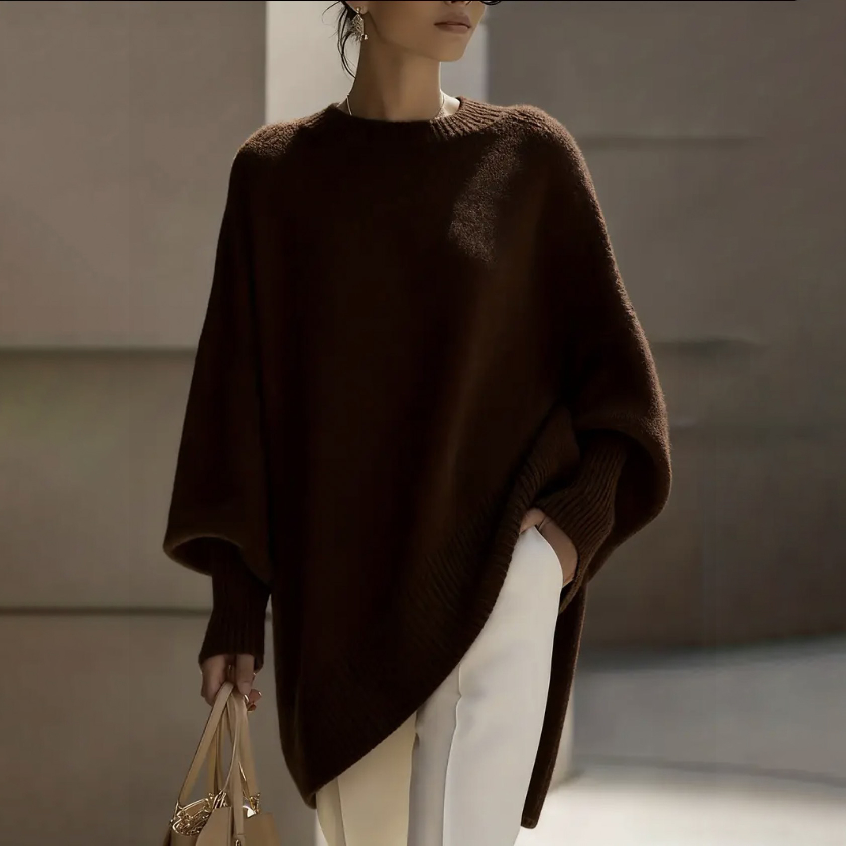 （多色可選）寬鬆慵懶風素色圓領套頭針織毛衣-Cicimode