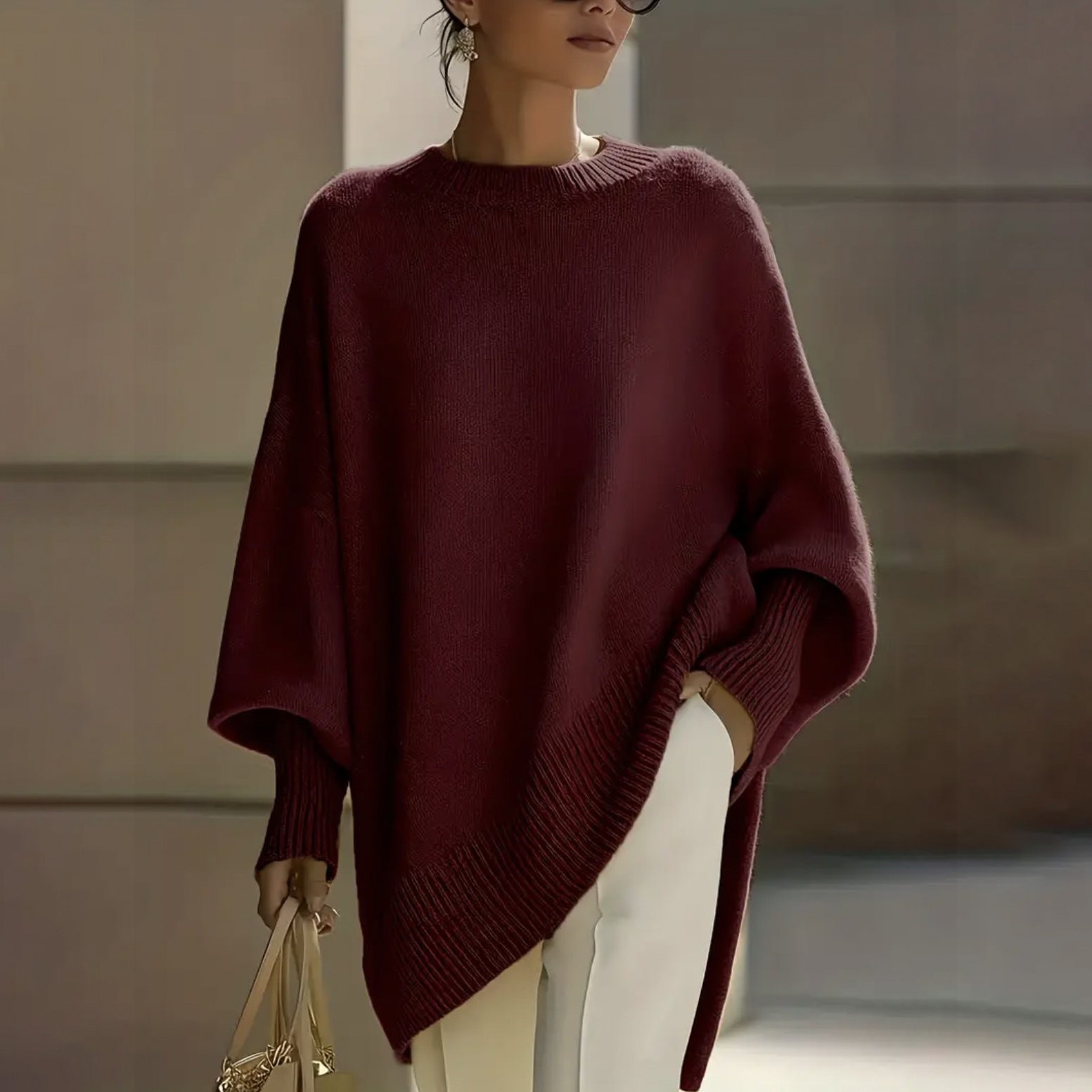 （多色可選）寬鬆慵懶風素色圓領套頭針織毛衣-Cicimode