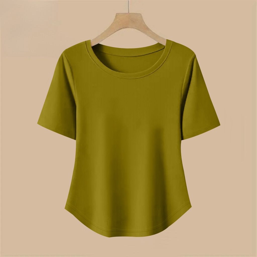 6色休閒正肩顯瘦百搭經典圓領短袖-Cicimode