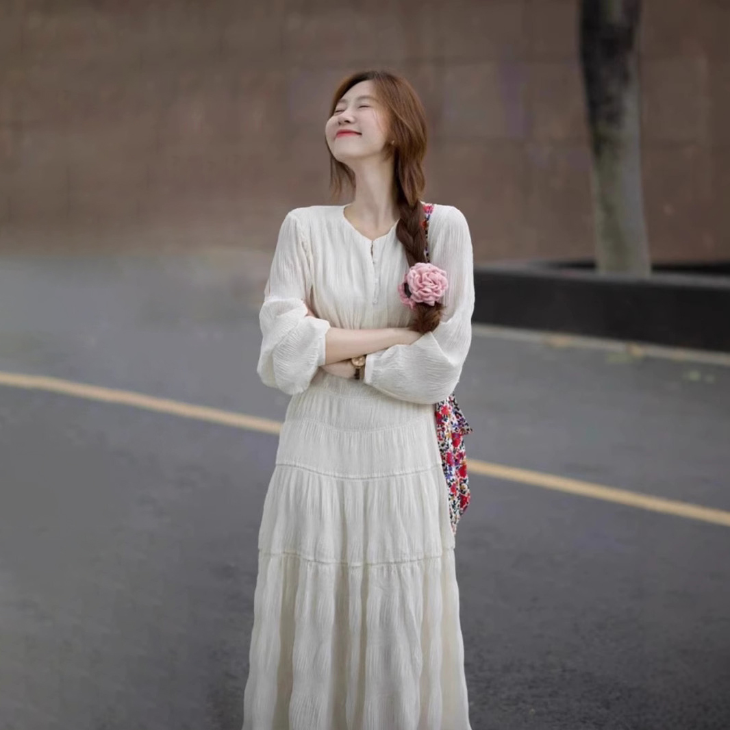 【單件/套裝】翻領牛仔馬甲外套+長袖連衣裙兩件套裝