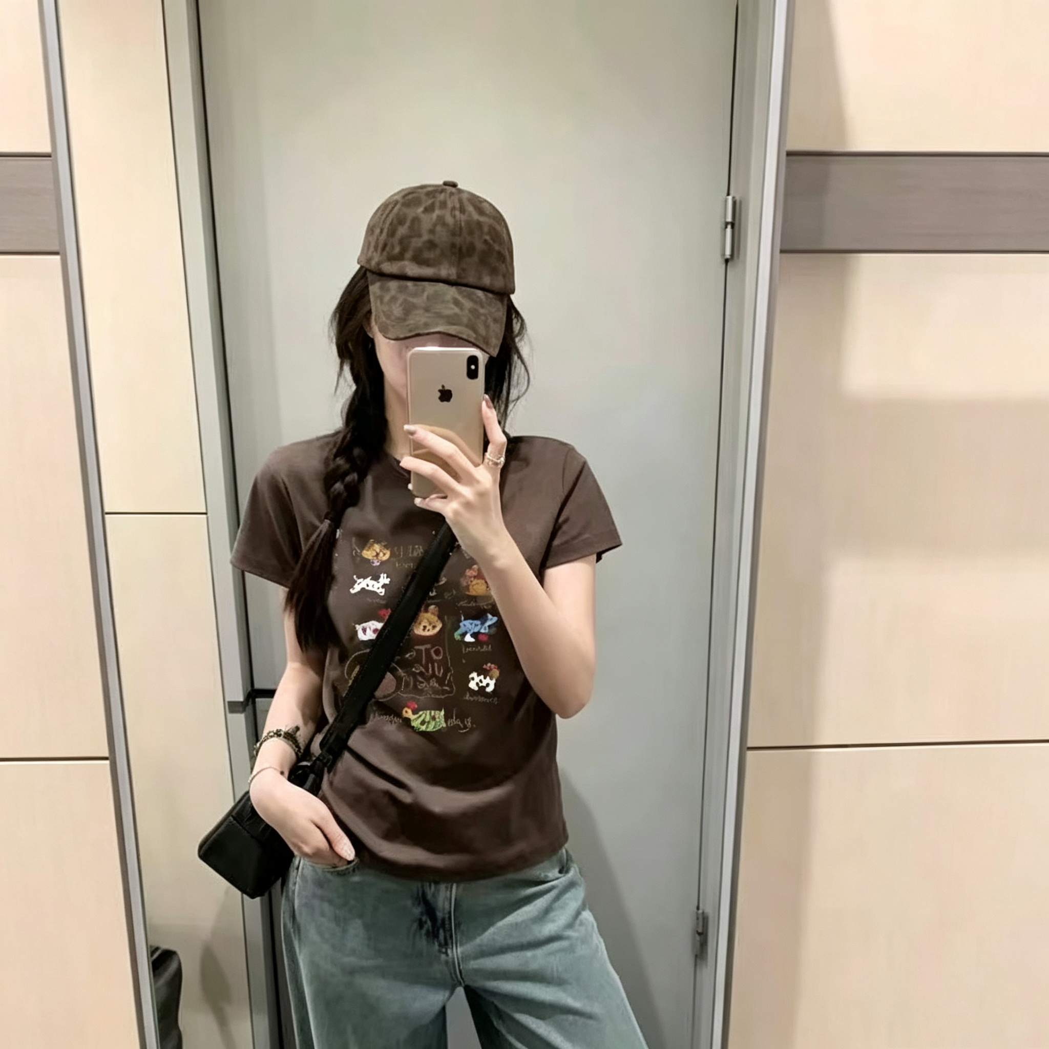 純棉美式印花正肩圓領辣妹短袖t恤