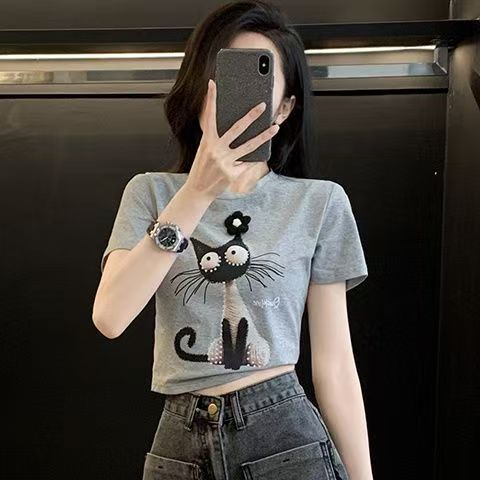 【單件/套裝】復古減齡休閒運動風T恤+牛仔短褲兩件套裝