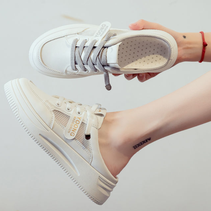 時尚懶人潮流厚底無後跟外穿包頭半拖鞋