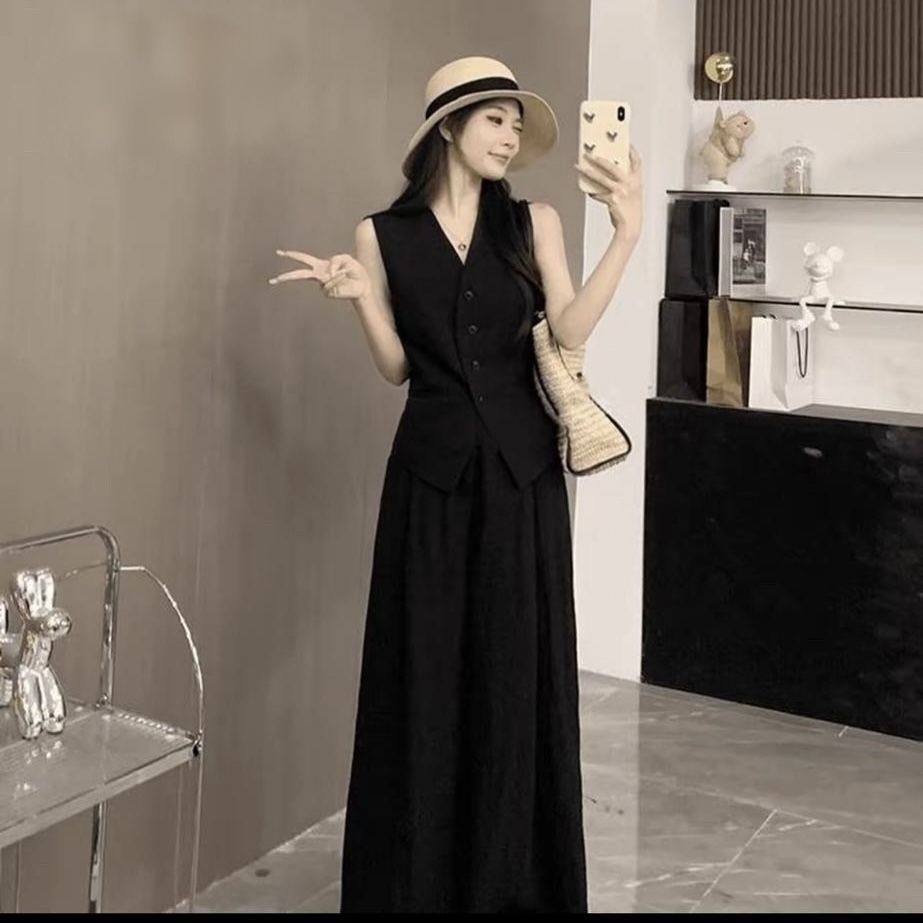 【單件/套裝】法式氣質高級感時尚馬甲+休閑闊腿褲兩件套寬松