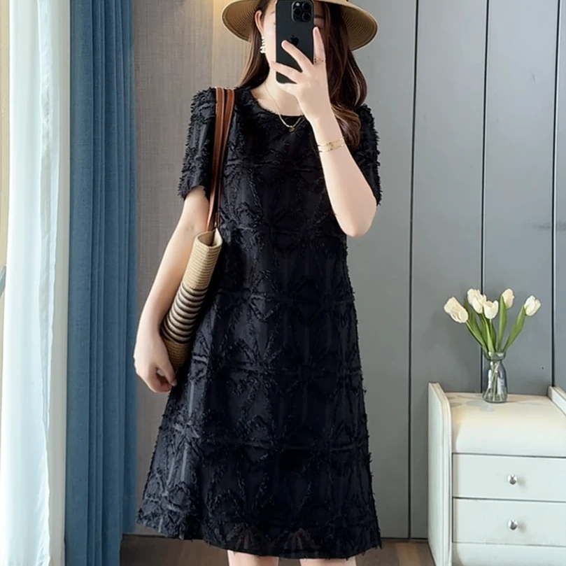 法式氣質溫柔風顯瘦設計感正肩寬鬆洋裝