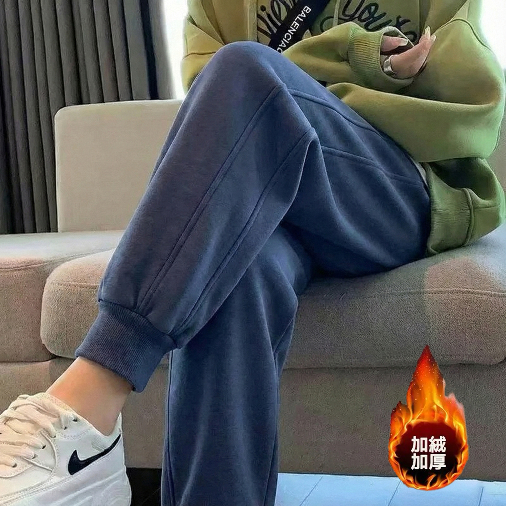 百搭休閒顯瘦運動風鬆緊腰棉質束腳褲裝-Cicimode