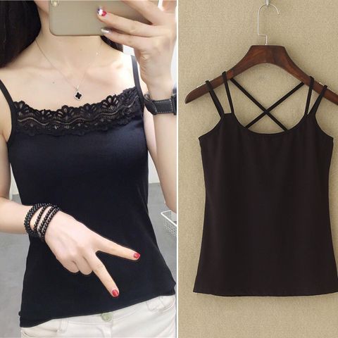 經典必備！純色防走光打底修身內搭外穿吊帶背心-Cicimode