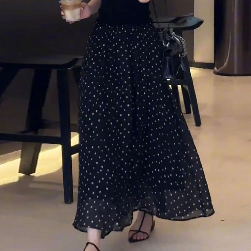 法式波點氣質時尚大擺a字半身裙-Cicimode