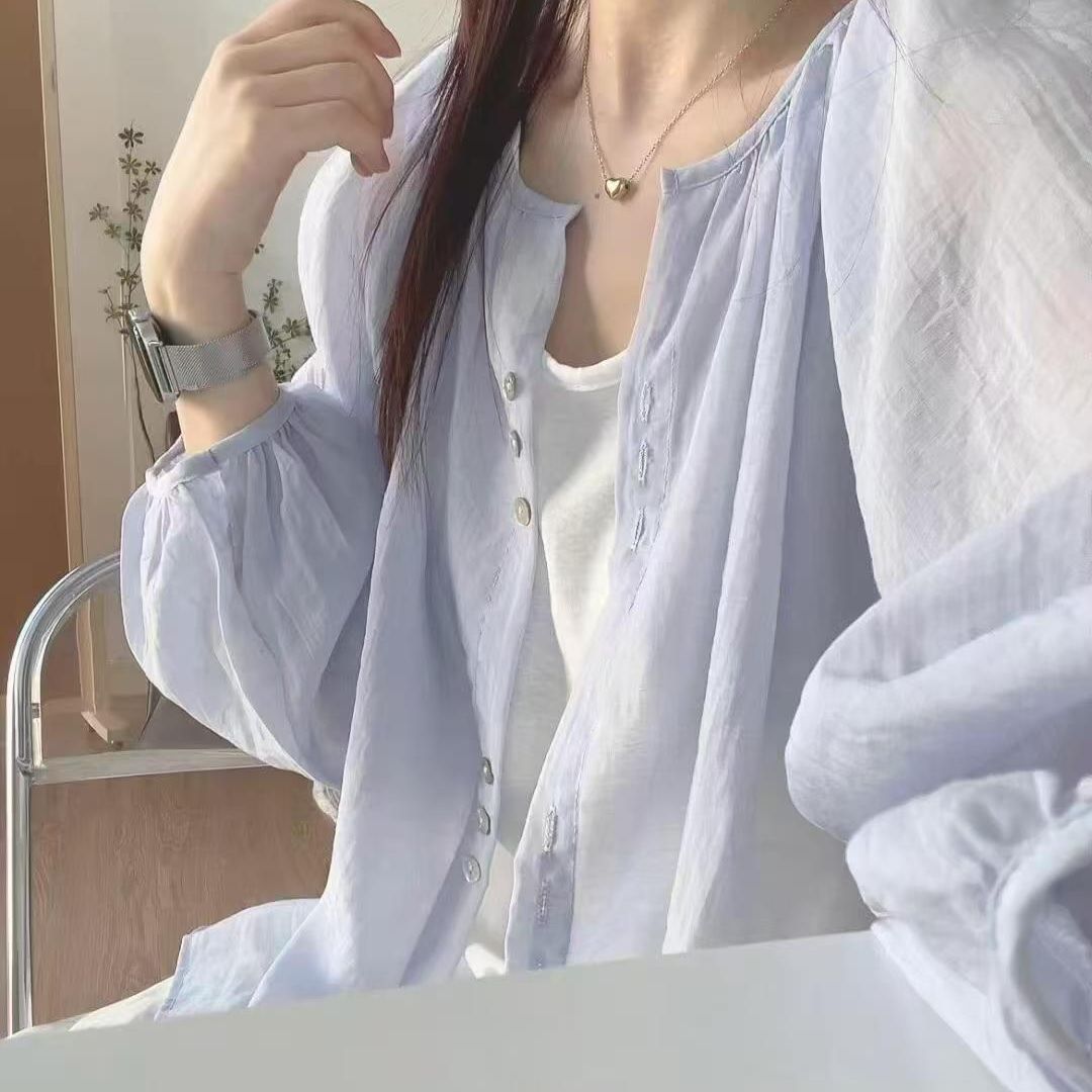 輕薄涼感透氣清新寬鬆休閒防曬空調房開衫-Cicimode