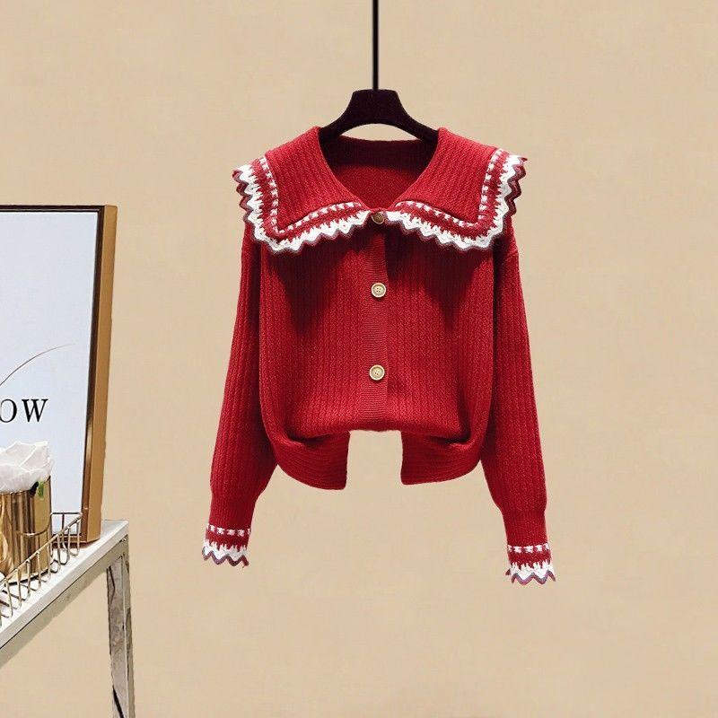 【單件/套裝】慵懶風設計感針織開衫+顯瘦半身裙兩件套-Cicimode