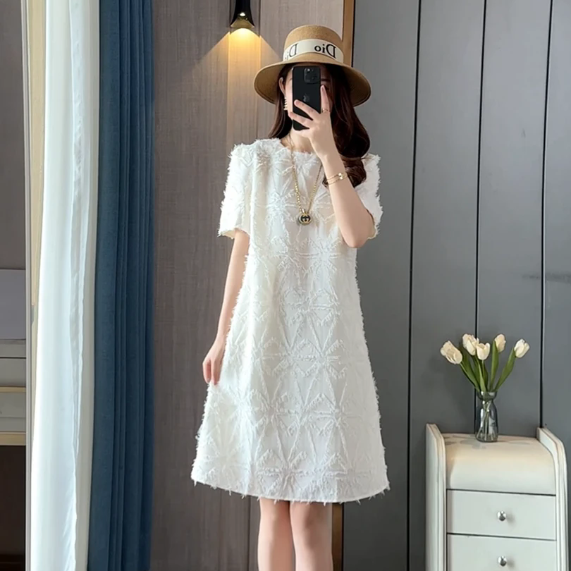 法式氣質溫柔風顯瘦設計感正肩寬鬆洋裝